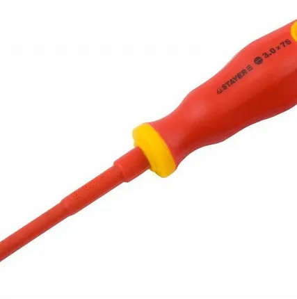 Фото №0 Отвертка STAYER PROFI ELEKTRO диэлектрическая до 1000В, двухкомп рукоятка, SL 3,0х75мм