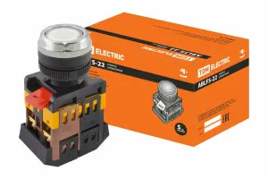 фото Кнопка ABLFS-22 белый d22мм неон/230В 1з+1р TDM