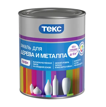Фото №0 Эмаль для дерева и металла Профи глянцевая Белая 0,9 л ТЕКС