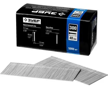 фото Гвозди для нейлера тип 300. 40мм, ЗУБР