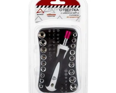 фото ARNEZI Отвертка с набором бит и головок 48пр.