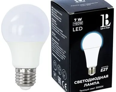 фото Светодиодная лампа L&B A60 7W 600Lm 3000K E27 E27-7W-3000K-A60