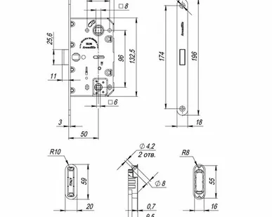 фото Магнитная защелка WC Armadillo GRAVITY G01.196.50.96 BL (планка 196 мм), черный, с ответной планкой