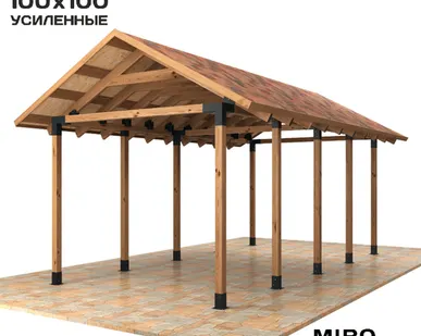 фото Коннекторы для беседки с крышей из бруса 100х100 Double CHALET графит