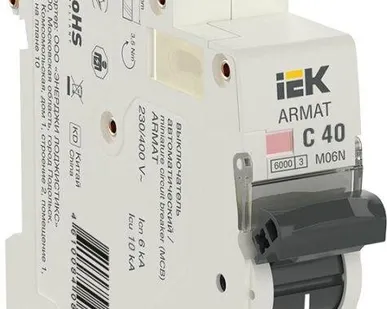 фото Выключатель автоматический 1п C 40А M06N ARMAT IEK AR-M06N-1-C040