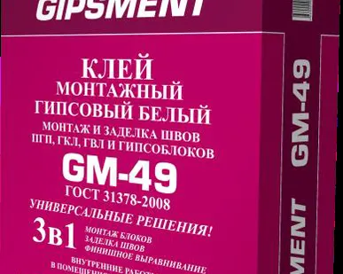 фото Клей монтажный гипсовый белый GM-49, 25 кг