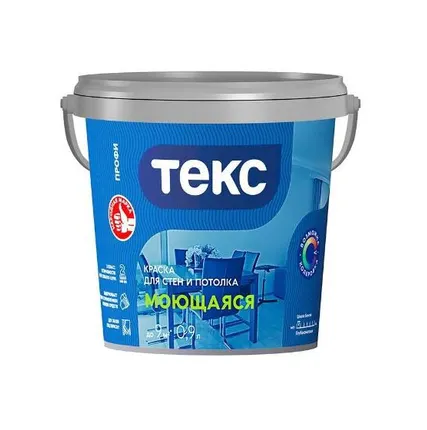 Фото №0 Краска ВД моющаяся для стен и потолка белая Профи Текс, База А, 0.9 л