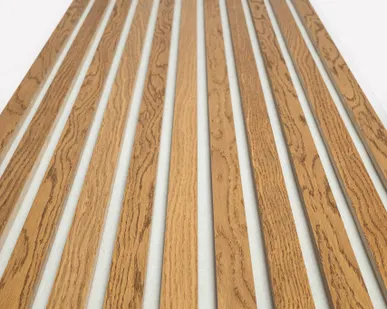 фото Акустическая реечная панель – Дуб Бурбон, шпон - Белый - 3190 мм - Целая