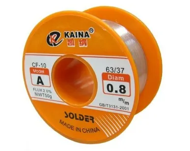 фото Припой KAINA B 0.8мм Sn63/Pb37 с флюсом CF-10 34гр