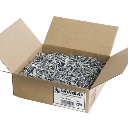 Фото №0 Ершенные гвозди оцинкованные Шинглас, 30х3,5 мм 5 кг.