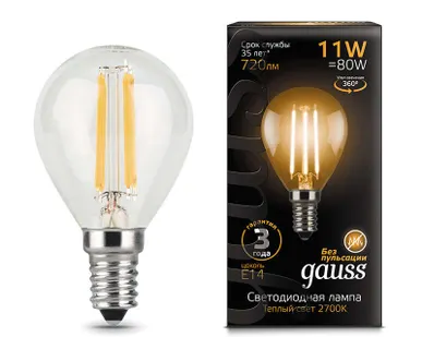 фото Лампа светодиодная Black Filament Шар E14 11Вт 2700К Gauss 105801111