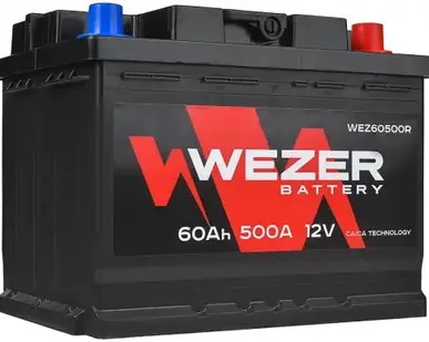 фото Аккумулятор WEZER WEZ60500R 60 Ач 500 А 242x175x190 мм 0 (-+) обратная