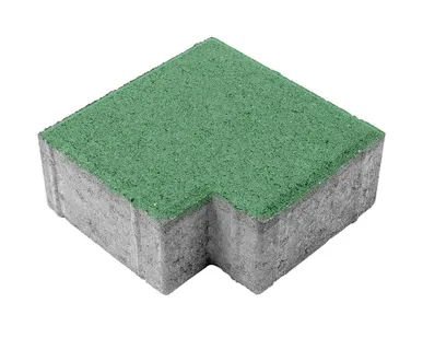фото Тротуарная плитка Берит Квадрат без четверти Зеленая 200х150х80 на сером цементе
