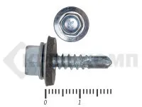 Фото №0 Саморез кровельный цинк, с шайбой EPDM, PT-3, 4,8х19 К КРЕП-КОМП (4500шт)