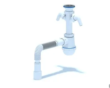 фото Сифон для мойки Ani-grot А1115 1.1/2х70 с двумя отводами и гофрой 40х40/50