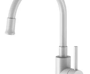 фото Смеситель для кухни Santek Риф гибкий излив WH5A44025B001 белый