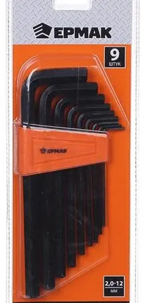 Фото №0 Ермак Набор ключей - шестигранников 2,0-12мм, удл, 9шт. 657-012