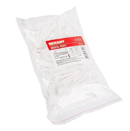 Фото №1 Дюбель-хомут 5-10 прямоуг. бел. (уп.100шт) Rexant 07-4610