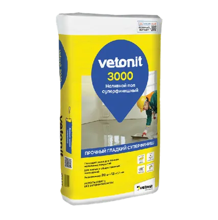 Фото №0 Пол ВЕТОНИТ 3000 налив.цем.пол суперфинишный,от 1-5мм /20 кг/54шт/