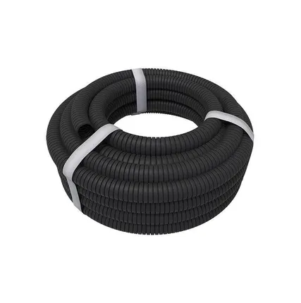 Фото №1 Труба гофрированная ПНД d25мм с протяжкой черн. (уп.50м) Rexant 28-0025-3