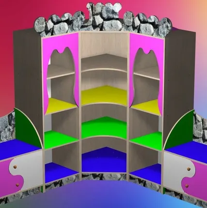 Фото №0 Л-40.04 Cтеллаж игровой для игрушек и пособий угловой "Замок"