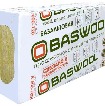 Фото №0 Теплоизоляция Baswool Вент Фасад 80 кг/м3 (50*600*1200) 6шт. 4,32м2 (0,216 м3)