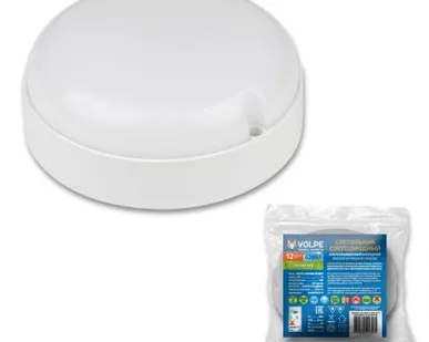 фото Светильник ULW-Q223 12W/6500К IP65 WHITE Светильник светодиодный влагозащищенный. Круг. Дневной свет (6500K). Диаметр 135 мм. Корпус белый. ТМ Volpe.