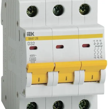 Фото №0 Выключатель автоматический модульный 3п D 32А 4.5кА ВА47-29 ИЭК MVA20-3-032-D
