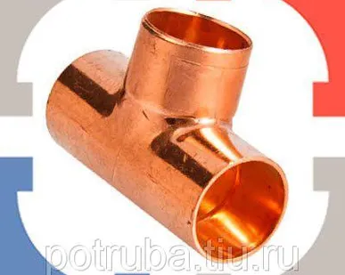 фото Тройник медный переходной 3/8"х1/4"х1/4"