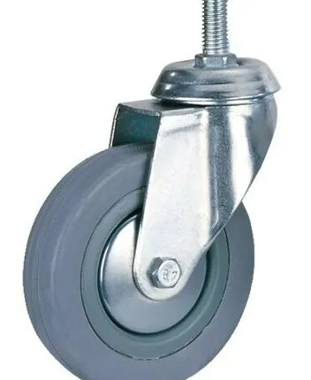 Фото №0 Колесо мебельное TECH-KREP Колесная опора поворотная Tech-Krep D75 полипропиленовая, серая резина, подшипник скольжения с резьбой М10 148499/151199