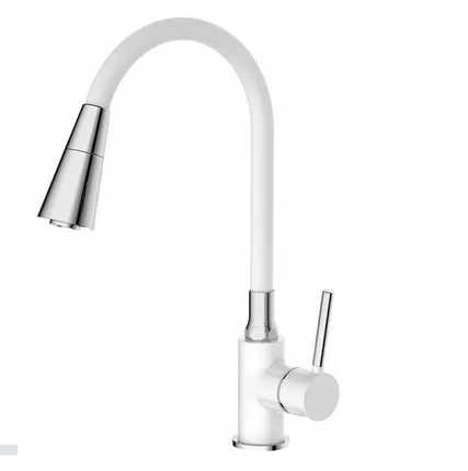 Фото №0 Смеситель Frap F4044-8 для кухни с гибким изливом, белый