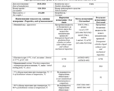 фото Пироконденсат легкий сорт 1,2 (Томскнефтехим)