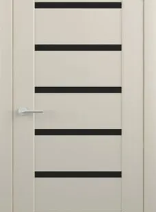 фото Межкомнатные двери ALBERO "Мальта" Дуб снежный / Черное стекло (ДО)