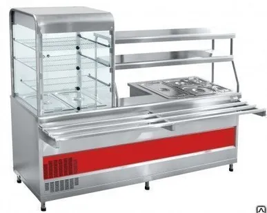 фото Прилавок-витрина холодильный мармитный универсальный ПВХМ-70КМУ нержавеющий