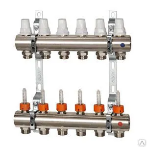 Фото №0 Коллектор ICMA нерж. 1"-3/4 в сборе на 5 выходов с расходомерами ИТАЛИ
