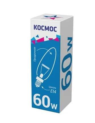 Фото №0 Лампа накаливания Свеча 60Вт E14 прозр. Космос LKsmSCnCL60E14v2