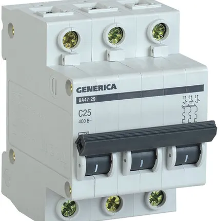 Фото №0 IEK Авт. выкл. ВА47-29 3Р 25А 4,5кА х-ка С GENERICA