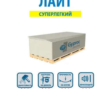 фото Гипсокартон потолочный Gyproc Лайт ГКЛ 2500*1200*9,5 мм