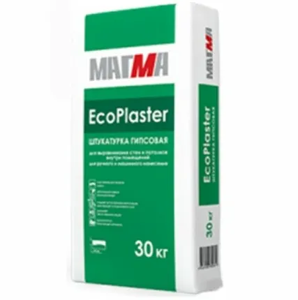 Фото №0 Штукатурка гипсовая МАГМА "EcoPlaster", 30кг. Магма 1п=45шт