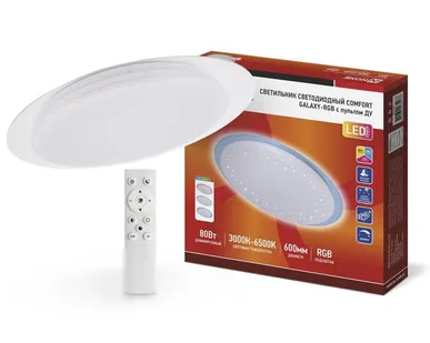 фото Светильник светодиодный COMFORT GALAXY-RGB 80Вт 230В 3000-6500К 6000лм 600х85мм с пультом ДУ IN HOME 4690612035178