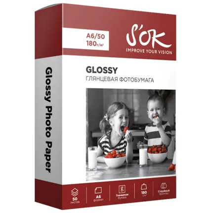 Фото №0 Бумага A6 50 шт. S'OK Glossy