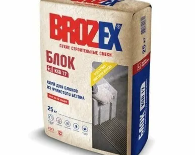 фото Клей для блоков из ячеистого бетона BROZEX KSB-17 БЛОК, 25 кг