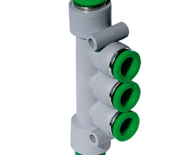 фото T181008 - Коллектор трехуровневый цанговый из технополимера под трубку 10 мм и 8 мм