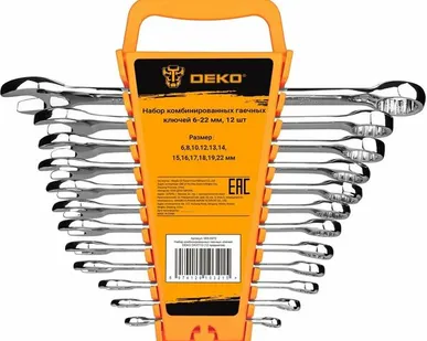 фото Набор гаечных ключей DEKO DKHT12 065-0972, 12 предм., оранжевый