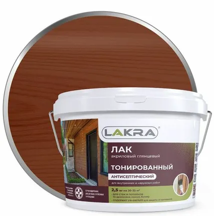 Фото №0 Лак в/д тонированный Махагон 2,5кг Л-С