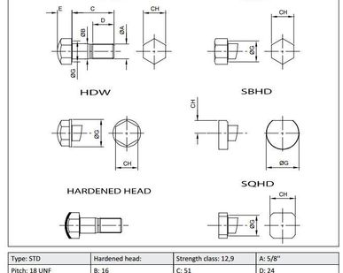 фото Цепь гусеницы  TRACK BOLT 5/8'' 18UNF x 51 12.9
