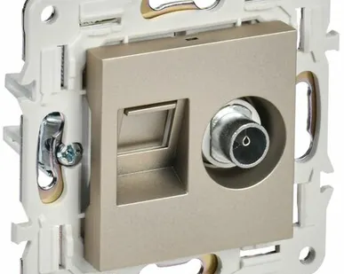 фото SKANDY Розетка двойная TV+RJ45 кат.5E SK-A14Sh шампань IEK