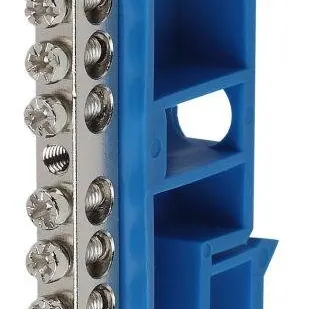 фото Шина N "ноль" на DIN-изол. ШНИ-6х9-12 никелированная Д син. NO-222-87-1 ЭРА Б0044136