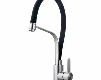 фото Дисма Смеситель для кухни Fashun, хром, нержавейка 304, ф35,гайка, черный A54012-7