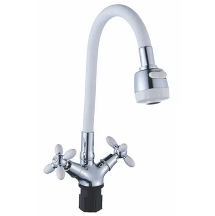 Фото №0 смеситель для кухни АНТЕЙ Радуга двухрычажный силикон белый